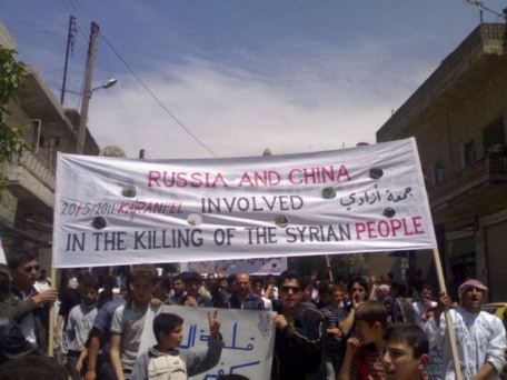 syria protesters against russia china