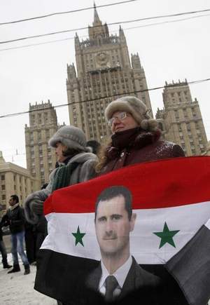 syria russian demonstrator in support of assad